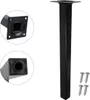 A black metal furniture leg with mounting screws, shown with close-up views of the top mounting plate and the bottom end. Produktbild-Vorschau
