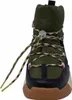 A close-up front view of a green winter boot with multicolored laces. Produktbild-Vorschau