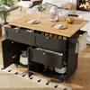 A kitchen island cart with storage and a fold-out table extension, set in a modern living space. Podgląd zdjęcia produktu