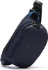 A navy blue Pacsafe Rucksack V Hip Pack is shown against a white background. Produktbild-Vorschau