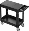 A black utility cart with two shelves and wheels, shown from a three-quarter angle against a white background. Anteprima dell’immagine prodotto