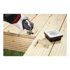 A person is using a power tool to cut a hole in a wooden deck, next to a light fixture. Produktbild-Vorschau