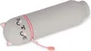 A gray pencil case shaped like a cat's head with pink ears and zipper. Produktbild-Vorschau