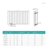 A technical drawing and a data table for a radiator. Produktbild-Vorschau