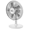 A white electric table fan with a silver grille and blades, set against a white background. The fan has a logo and speed control buttons on its base. Anteprima dell’immagine prodotto
