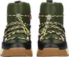 A pair of green winter boots with pink and yellow accents and a patterned lacing system. Produktbild-Vorschau