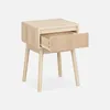 A light wood bedside table with one drawer partially open. Produktbild-Vorschau