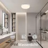 A modern bathroom with a ceiling light, sink, toilet, and shower. Náhled obrázku produktu