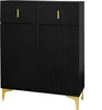 A black sideboard with gold legs and handles against a white background. Anteprima dell’immagine prodotto