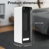 A white electric heater is shown with product dimensions overlaid. Voir les images du produit