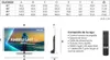 A size chart and diagram of a television with its dimensions and box contents. Produktbild-Vorschau