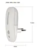 A white night light with a plug and dimensions indicated. Podgląd zdjęcia produktu