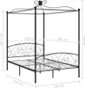 vidaXL Rám postele se stříškou černý kov 140 x 200 cm Náhled obrázku produktu 5