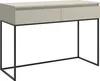 A modern desk with two drawers and a black metal frame, shown against a white background. Anteprima dell’immagine prodotto