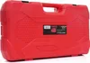 A red plastic tool case with a label on it. Produktbild-Vorschau