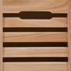 A close-up view of a wooden slatted surface with a cutout. Produktbild-Vorschau
