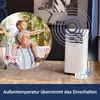 A grandfather and grandson enjoying the outdoors, with a portable air conditioner in the background. Produktbild-Vorschau