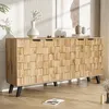 MODFU Buffet en Bois Naturel, 4 Portes, 160,5x35,5x78 cm, Voir les images du produit 1