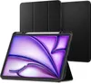A black tablet case is shown in front of a white background, with the tablet screen displaying a purple abstract image. Another black tablet case is visible in the background.