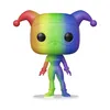A rainbow-colored Funko Pop! vinyl figure of Harley Quinn. Produktbild-Vorschau