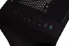 Close-up view of the top panel of a black computer case, showing various ports and buttons. Produktbild-Vorschau