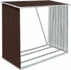 A brown and silver metal firewood storage rack shown from a three-quarter front angle against a white background. Náhľad obrázku produktu