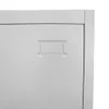 A close-up, detailed view of a gray metal cabinet door with an integrated handle. Produktbild-Vorschau
