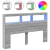 Design LED-Kopfteil mit Ablage Grau Sonoma 160x17x102 cm, Produktbild-Vorschau 2