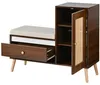 MODFU Schuhschrank Sitzbank Rattan-Optik Mit Sitzpolster Produktbild-Vorschau 8