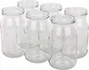 A group of six clear glass jars are arranged in a staggered formation on a white background. Podgląd zdjęcia produktu