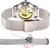 Alienwork Automatikuhr Armbanduhr Damen Silber Metall Mesh Produktbild-Vorschau 5