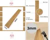 A collage of images showing a wood-look panel, its dimensions, and its thickness. Anteprima dell’immagine prodotto