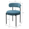 A blue chair with dimensions indicated by measurement lines and text. Podgląd zdjęcia produktu