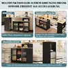 Collage of images showing a multifunctional storage cabinet/bar in different configurations and settings. Produktbild-Vorschau