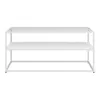 A white, two-tiered coffee table with a glass top and a matte white shelf, shown against a white background. Náhled obrázku produktu