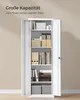 An open white metal cabinet filled with office supplies and boxes, set against a light beige wall. Náhled obrázku produktu