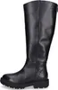 A studio shot of a single black leather boot. Produktbild-Vorschau