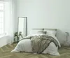 A bedroom scene with a bed, mirror, and window. Produktbild-Vorschau