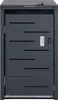 A dark gray metal trash can enclosure with a slatted door. Anteprima dell’immagine prodotto