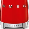 Close-up of a red Smeg kettle with silver accents and temperature settings. Produktbild-Vorschau