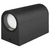 A black, semi-cylindrical outdoor wall light with a glass front, shown against a white background. Náhled obrázku produktu
