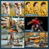 A collage of images showcasing different features of a digital camera, including stabilization, burst shots, slow motion, and connectivity. Produktbild-Vorschau