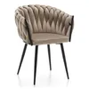 A single upholstered chair with a woven backrest and black legs, set against a white background. Podgląd zdjęcia produktu