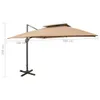 vidaXL Ampel ombrello con ventilazione 300x300 cm Taupe Anteprima dell’immagine prodotto 7