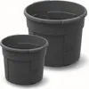 Two dark gray plastic planters are shown against a white background. The larger planter is behind and to the right of the smaller planter. Produktbild-Vorschau