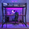 Hochbett mit Schreibtisch und LED-Beleuchtung, 140x200 cm, Produktbild-Vorschau 3
