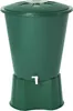 A green plastic rain barrel on a stand, with a white tap at the bottom. Produktbild-Vorschau