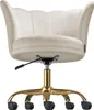 Chaise de bureau STELLA rembourrée en velours - crème/or Voir les images du produit 8