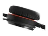 A close-up view of a black headset earcup with a red accent line. Produktbild-Vorschau