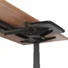 A close-up view of a black adjustable under-desk keyboard tray mounted beneath a wooden desk. Voir les images du produit